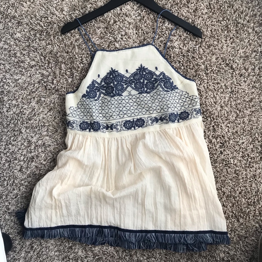 Blue Embroidered Top